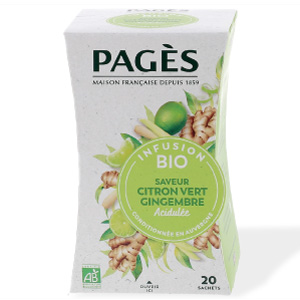 Infusion bio Citron Vert Gingembre Pags x 20 sachets