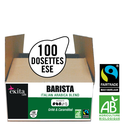 100 dosettes ESE expresso BARISTA bio équitable