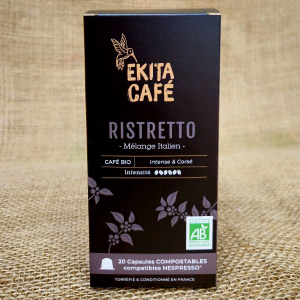 20 capsules Nespresso© compostables café bio RISTRETTO (ddm 06/2025)