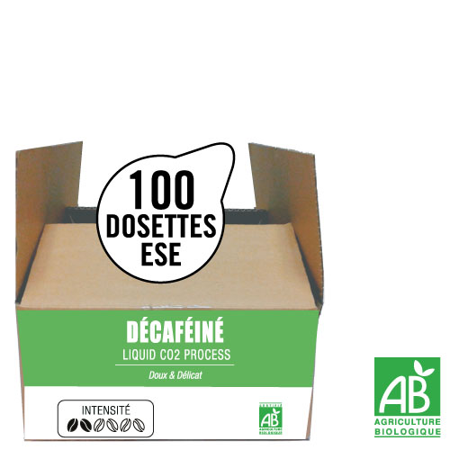 100 dosettes ESE expresso DÉCAFÉINÉ BIO