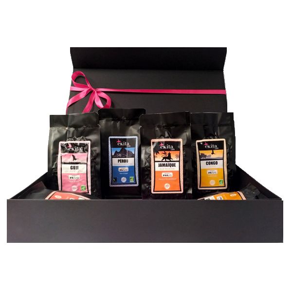 Coffret Cadeau Cafe pour Homme & Femme - Assortiment de Dégustation  Gourmand avec 5 des Meilleurs Cafés Bio & Moulu au Monde