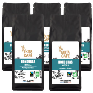 Café en grains en gros bio équitable HONDURAS MARCALA 1 kg x 5