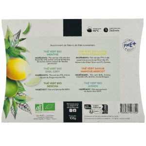 Coffret en carton thés verts bio Pagès x 60 sachets