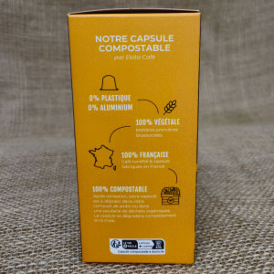 20 capsules Nespresso© compostables café bio BRESIL (ddm 06/2025)