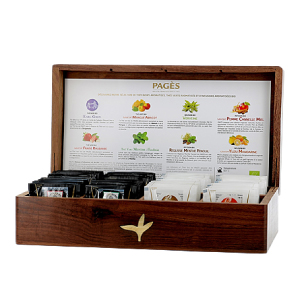 Coffret en bois thés et infusion bio Pagès x 80 sachets