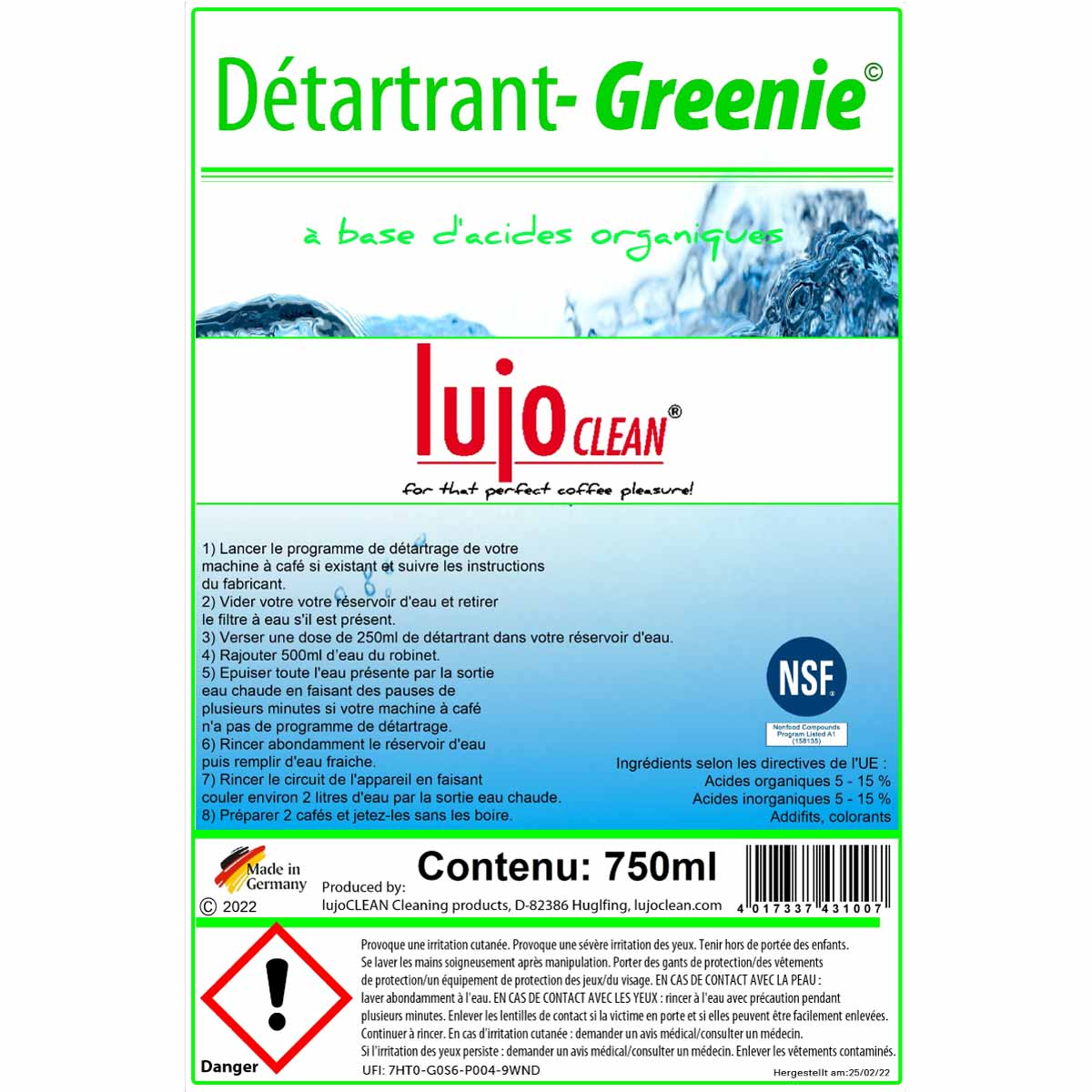 Détartrant Liquide Pour Cafetière Et Machine à Café 250 Ml