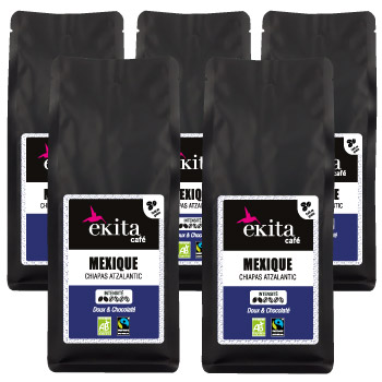 Café en grains en gros bio équitable MEXIQUE Chiapas 1 kg x 5