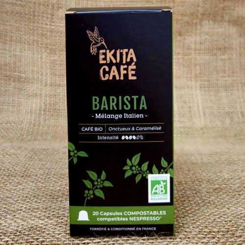 20 capsules Nespresso© compostables café bio BARISTA (ddm 06/2025)