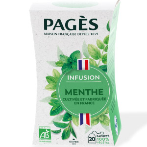 Infusion bio Pags Menthe Franaise x 20 sachets