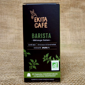 20 capsules Nespresso© compostables café bio BARISTA (ddm 06/2025)