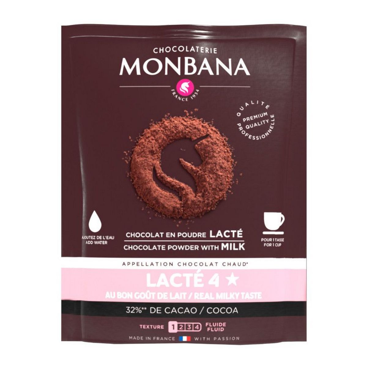 Dosette individuelle de chocolat lacté Monbana x 50