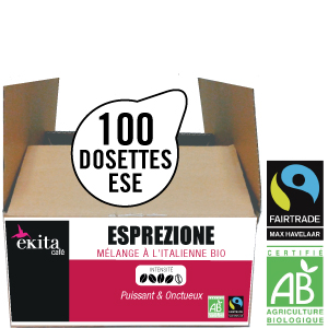 100 dosettes ESE expresso ESPREZIONE bio équitable