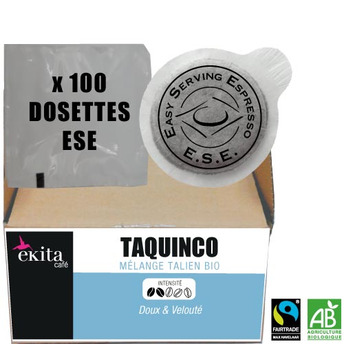 100 dosettes ESE expresso TAQUINCO bio équitable