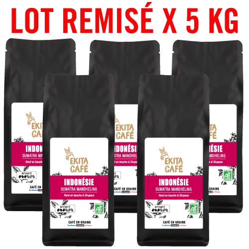 Caf bio en grains en gros INDONSIE 1 kg x 5