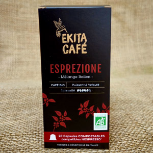 20 capsules Nespresso© compostables café bio ESPREZIONE (ddm 06/2025)