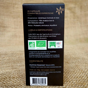 20 capsules Nespresso© compostables café bio ESPREZIONE (ddm 06/2025)