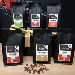 Coffret Cadeau Arabicas du Monde 6 cafés bio en grains  x 125g