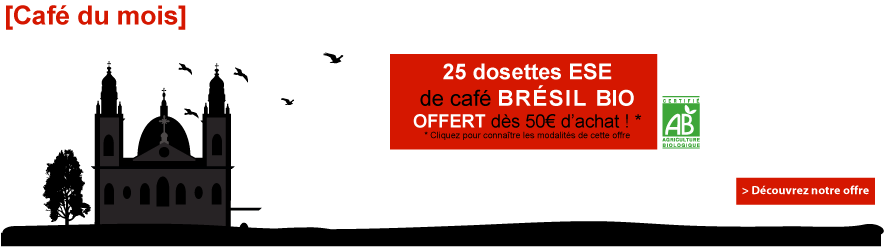 1 boite offerte de 25 dosette ESE de café bio Brésil ds 50€ de commande de café !