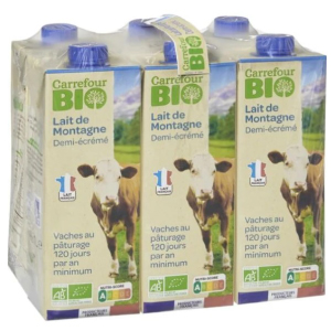 Lait bio demi-crm strilis UHT brique 1L x 6 