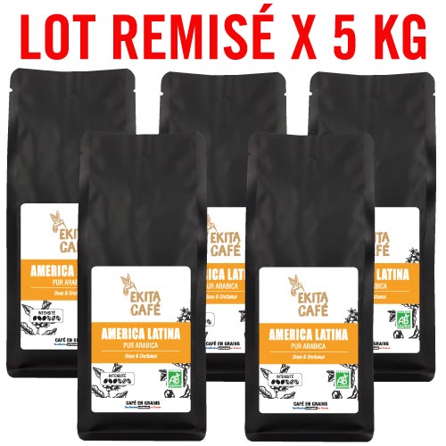 Café bio en grains en gros italien AMERICA LATINA x 5