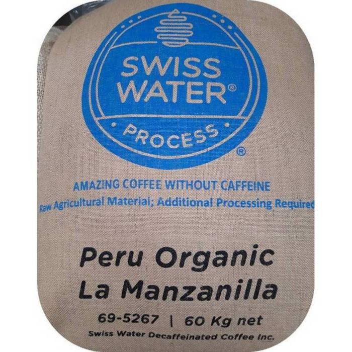 Café grain Décaféiné bio Swisswater du Pérou