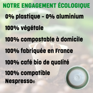 20 capsules compostables café bio DÉCAFÉINÉ