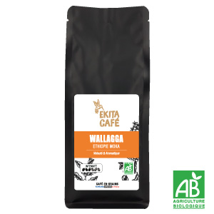 Meilleur café Ethiopie Moka bio en grains grand cru WALLAGA 250g