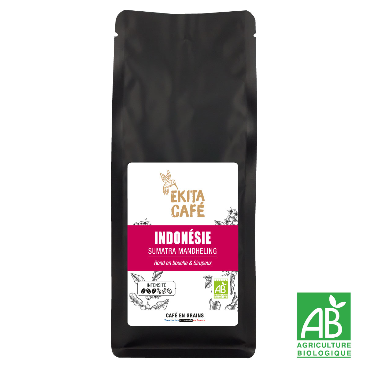 Café en grains bio en gros Indonésie 1 kg x 5