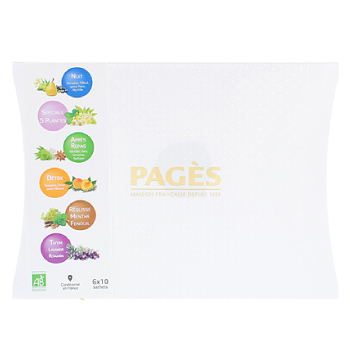 Coffret en carton Infusions bio Pagès x 60 sachets