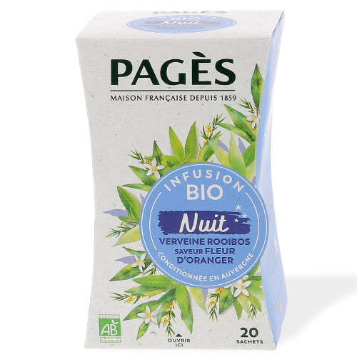 Infusion bio Nuit Verveine Rooibos Pagès x 20 sachets