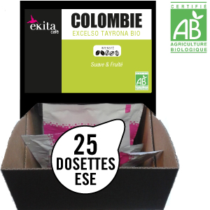 Dosettes ESE de café bio Colombie x 25