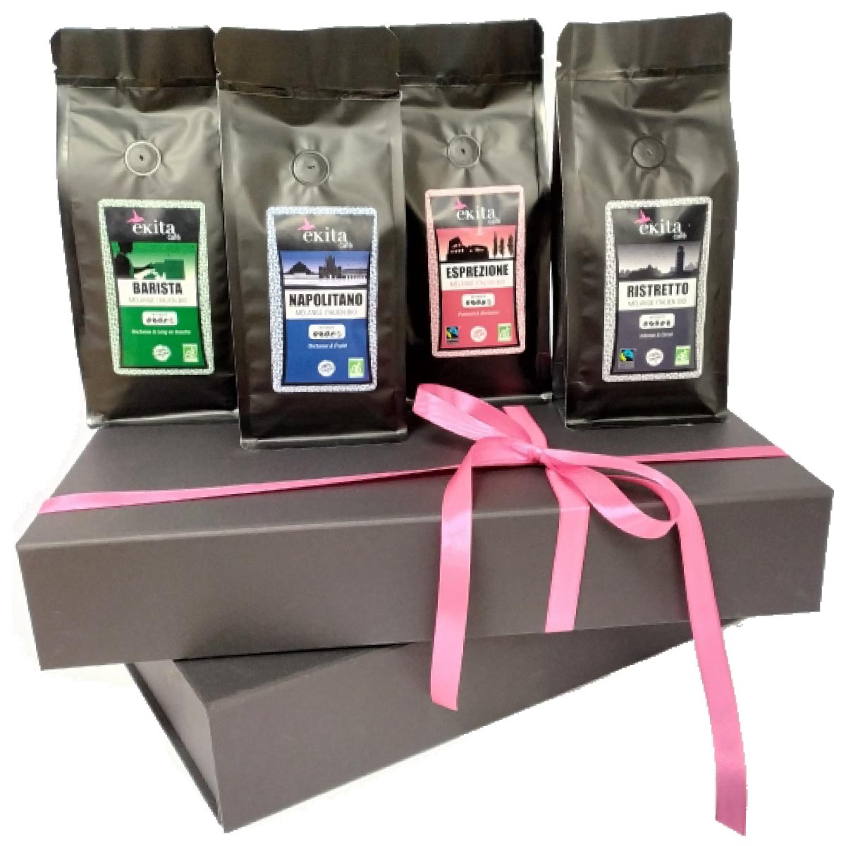 Coffret Cadeau 4 cafés italiens bio x 250g