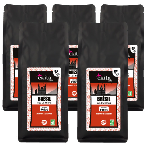 Café en grains en gros BRESIL bio 1 kg x 5