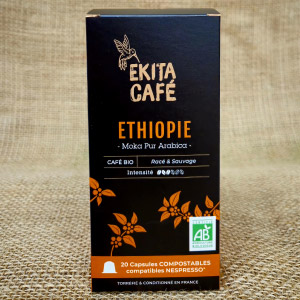 20 capsules Nespresso© compostables café bio ETHIOPIE (ddm 06/2025)
