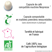 Capsules compostables Nespresso® Décaféiné bio x 100