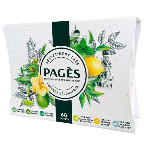Coffret en carton Thés bio Pagès x 60 sachets