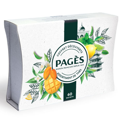 Coffret en carton thés verts bio Pagès x 60 sachets