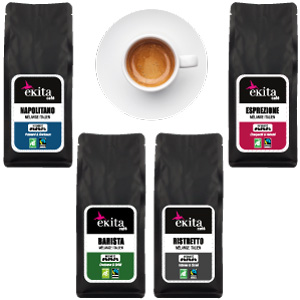 Offre découverte 4 cafés bio en grains ou moulus italiens x 250g