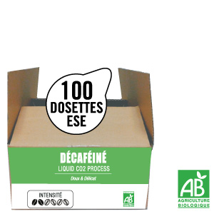 100 dosettes ESE expresso DÉCAFÉINÉ BIO