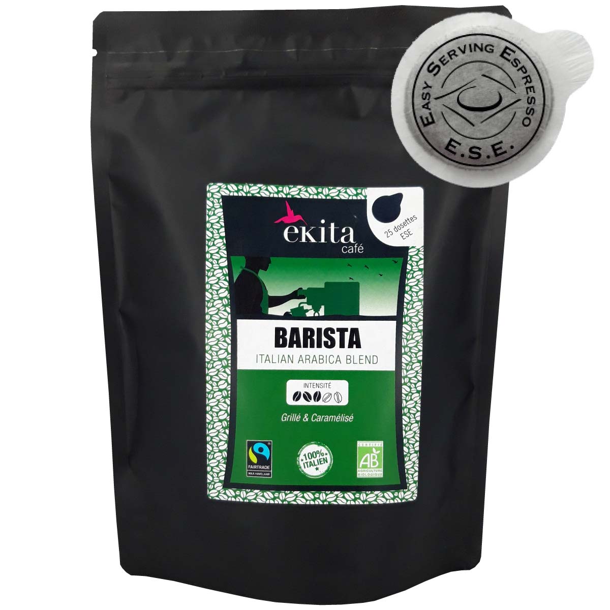 25 dosettes ESE Italien BARISTA bio pour machine expresso