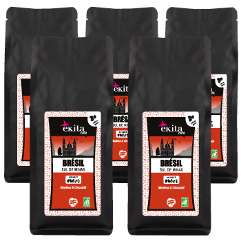 Café en grains en gros BRESIL bio 1 kg x 5