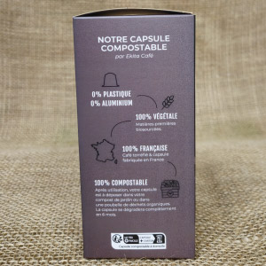 20 capsules Nespresso© compostables café bio RISTRETTO (ddm 06/2025)