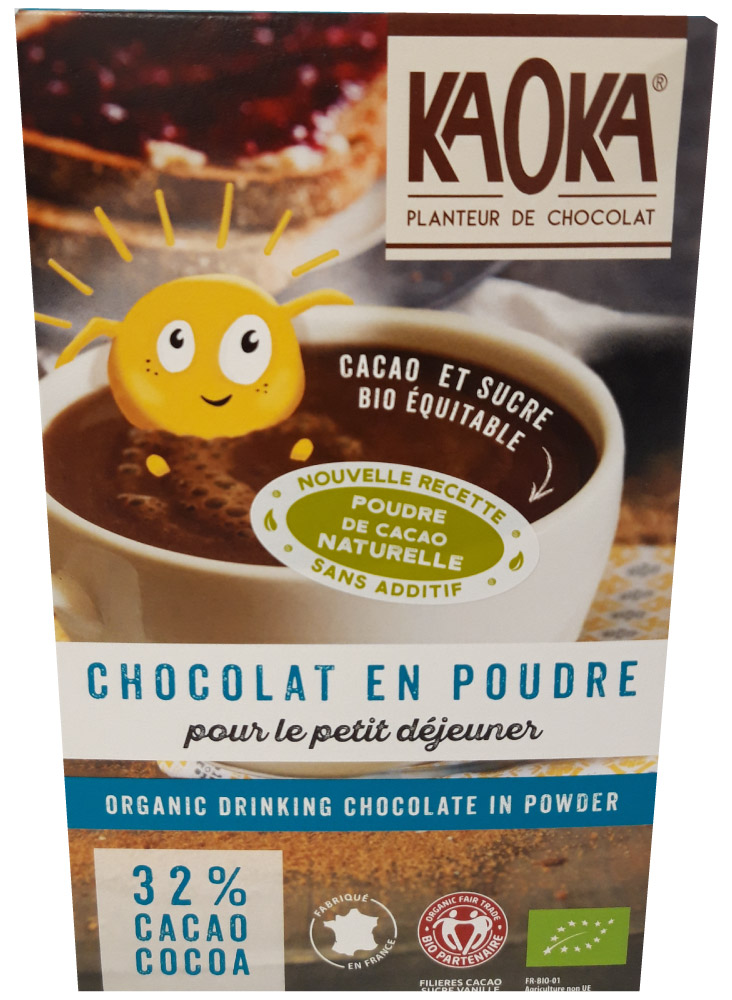 Chocolat bio en poudre petit déjeuner Kaoka 400g