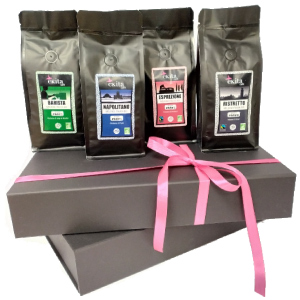 Coffret Cadeau 4 cafés italiens bio x 250g