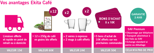 Vos avantages chez Ekita Café pour l’achat d’une machine à café Jura Vos avantages chez Ekita Café pour l’achat d’une machine à café Jura