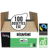 100 dosettes ESE expresso DÉCAFÉINÉ bio équitable