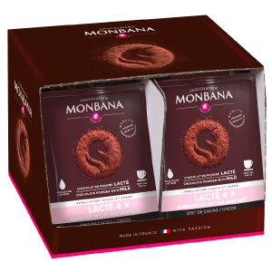 50 dosettes individuelles de chocolat lacté Monbana (ajout d'eau)