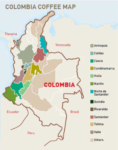 Rgions de production du caf en Colombie